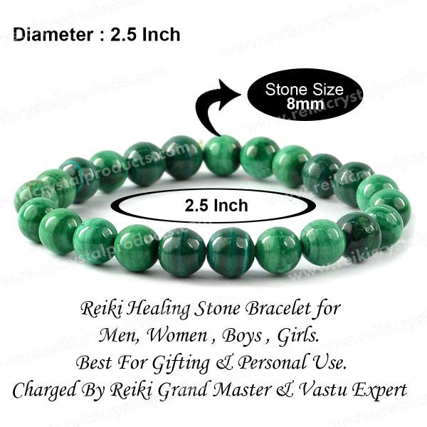 Malachite 8 mm Round Bead Bracelet