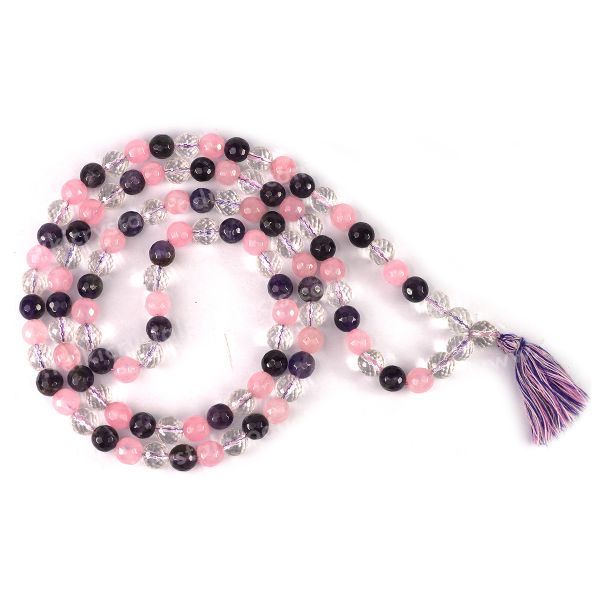 Natural Crystal Stone 8 mm 108 Faceted Bead Mala for Unisex