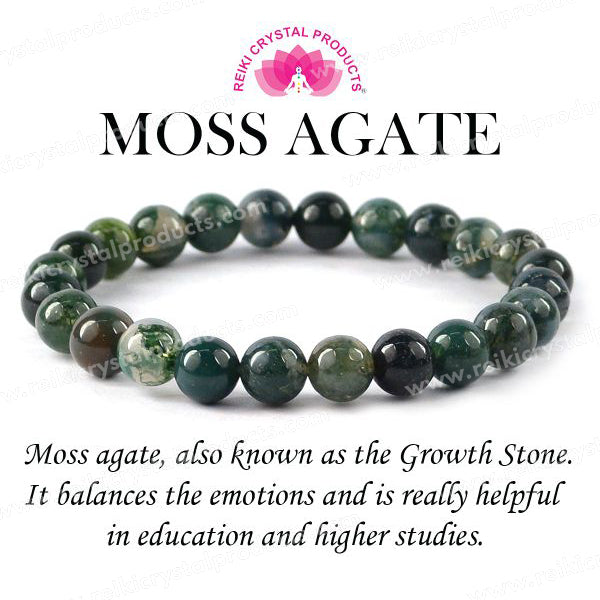 Reiki energized Moss Agate bracelet for calmness and positivity