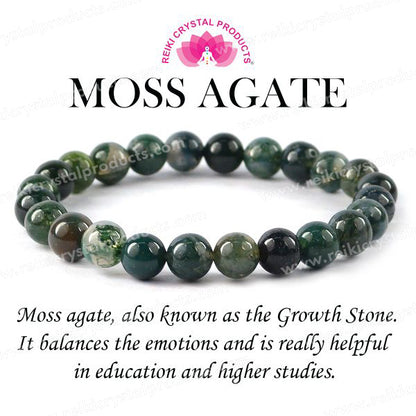 Reiki energized Moss Agate bracelet for calmness and positivity