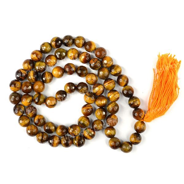 Natural Crystal Stone 10 mm Faceted Beads Mala for Unisex