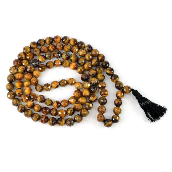 Natural Crystal Stone 8 mm 108 Faceted Bead Mala for Unisex