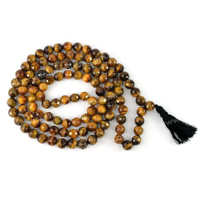 Natural Crystal Stone 8 mm 108 Faceted Bead Mala for Unisex