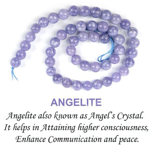 Angelite 8 mm Round Loose Beads 45-50 pcs for Making Bracelet Mala Necklaces