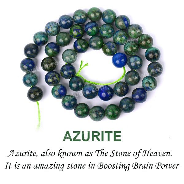 Azurite 8 mm Round Loose Beads 45-50 pcs for Making Bracelet Mala Necklaces