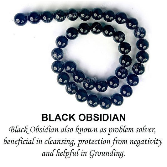 Black Obsidian 10 mm Round Loose Beads 35-40 pcs for Making Bracelet Mala Necklaces