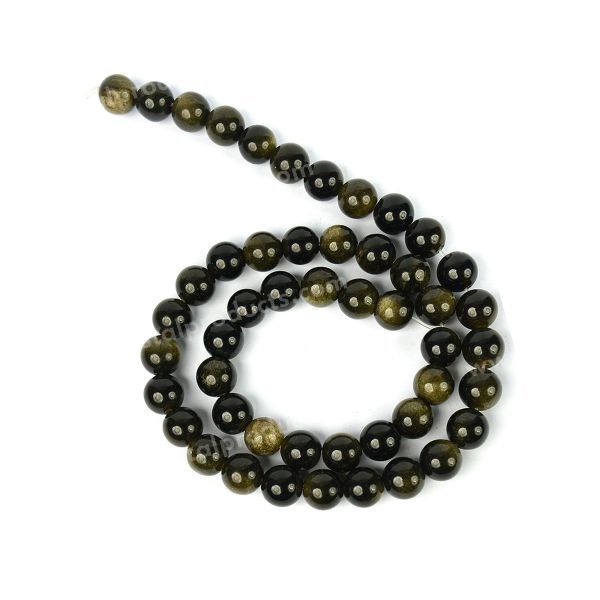 Natural Black Obsidian 8 mm Round Loose Beads for Jewelry Making