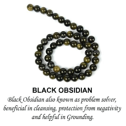 Black Obsidian 8 mm Round Loose Beads 45-50 pcs for Making Bracelet Mala Necklaces