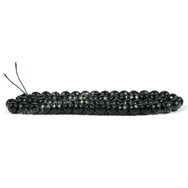 Black Onyx 6 mm Faceted Loose Beads 65-70 pcs for Making Bracelet Mala Necklaces