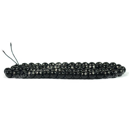 Black Onyx 6 mm Faceted Loose Beads 65-70 pcs for Making Bracelet Mala Necklaces
