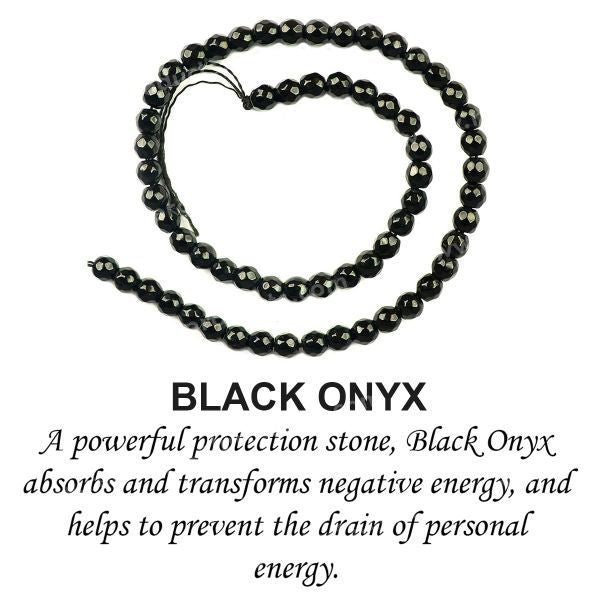 Black Onyx 6 mm Faceted Loose Beads 65-70 pcs for Making Bracelet Mala Necklaces