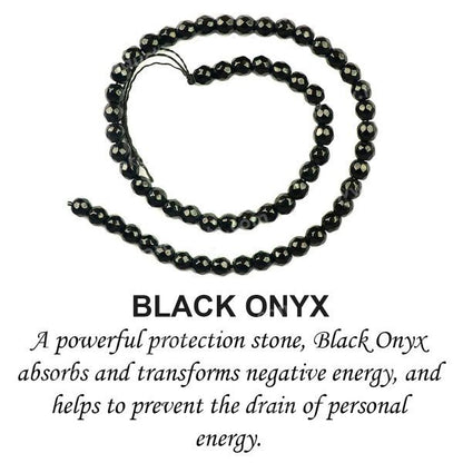 Black Onyx 6 mm Faceted Loose Beads 65-70 pcs for Making Bracelet Mala Necklaces