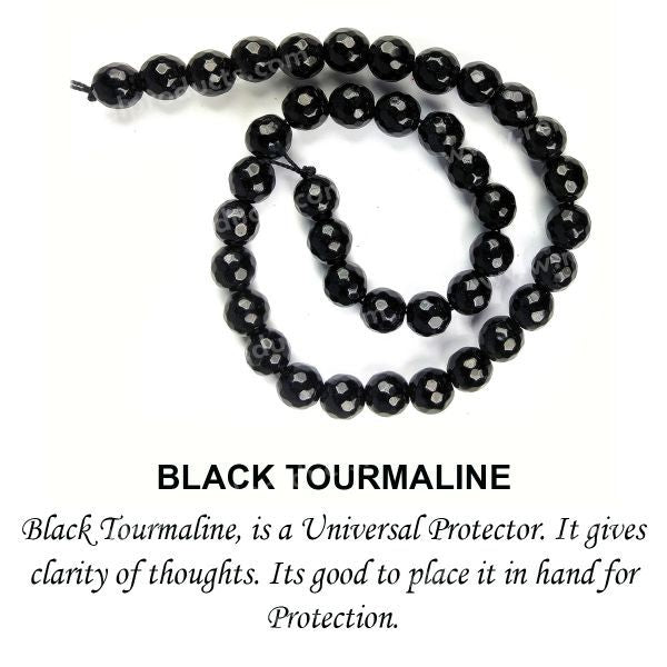 Black Tourmaline 10 mm Faceted Loose Beads 35-40 pcs for Making Bracelet Mala Necklaces