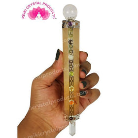 Natural Golden Quartz Healing Wand with 7 Chakra Stones