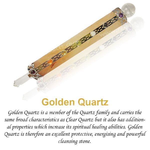 Golden Quartz Crystal Healing Wand