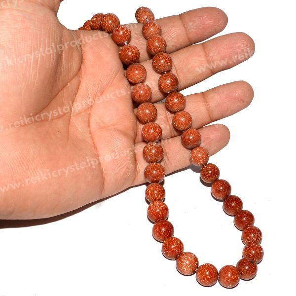 Goldstone Brown 10 mm Round Loose Beads 35-40 pcs for Making Bracelet Mala Necklaces