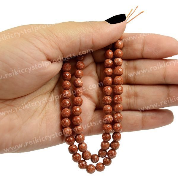 Goldstone Brown 6 mm Faceted Loose Beads 65-70 pcs for Making Bracelet Mala Necklaces
