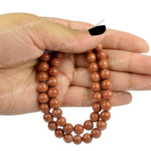 Goldstone Brown 8 mm Round Loose Beads 45-50 pcs for Making Bracelet Mala Necklaces