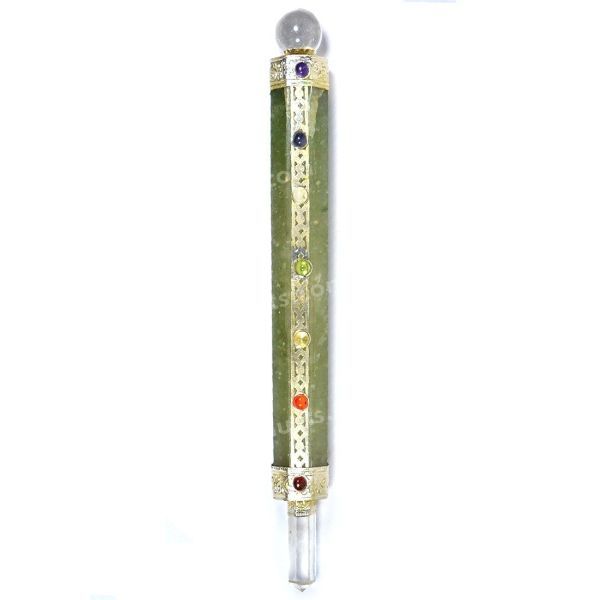 Green Jade Chakra Beads Healing Wand