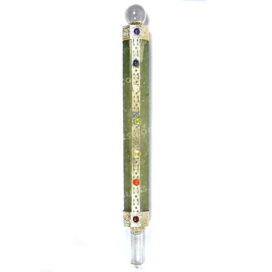 Green Jade Chakra Beads Healing Wand