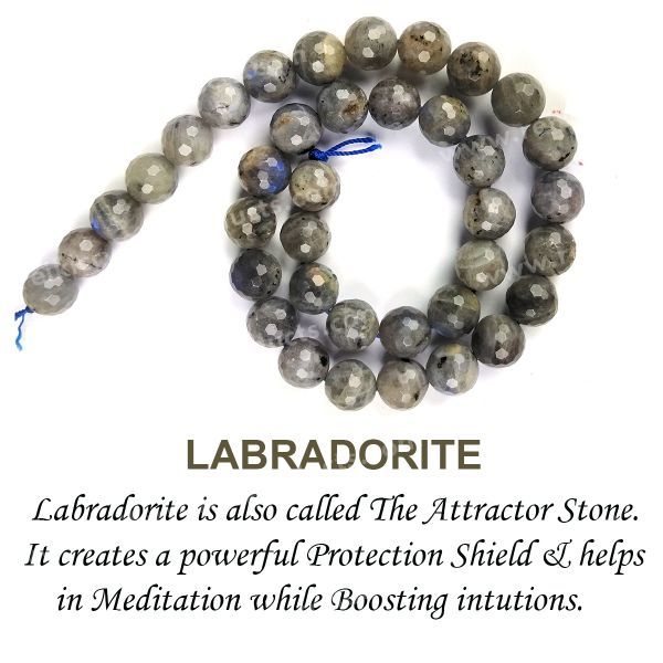 Labradorite 10 mm Faceted Loose Beads 35-40 pcs for Making Bracelet Mala Necklaces