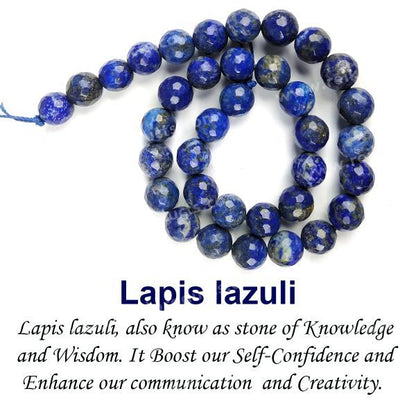 Lapis Lazuli 10 mm Faceted Loose Beads 35-40 pcs for Making Bracelet Mala Necklaces
