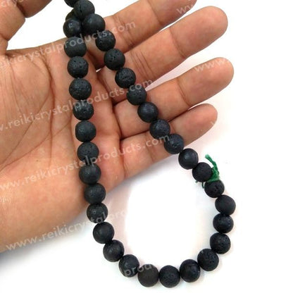 Lava volcanic beads 10mm round strand with porous texture