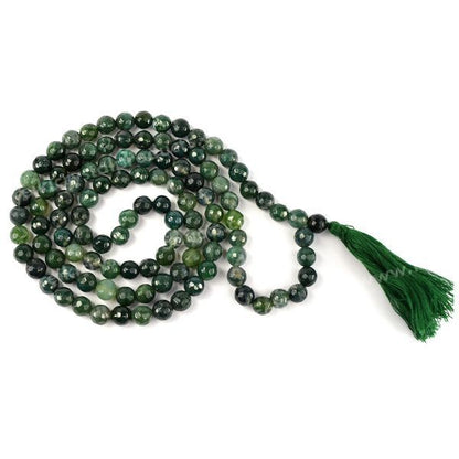 Natural Crystal Stone 8 mm 108 Faceted Bead Mala for Unisex