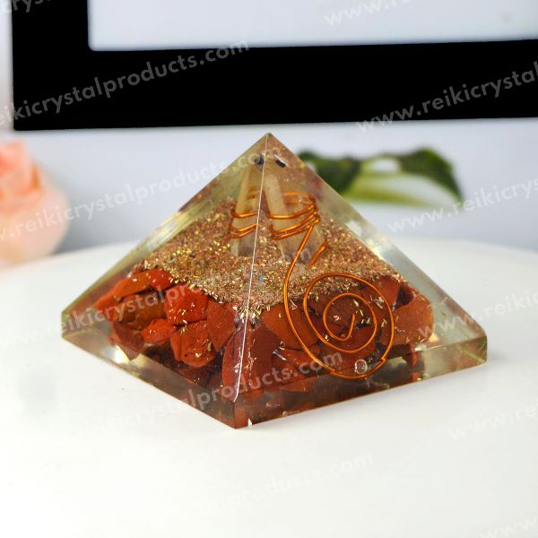 Natural Red Jasper Orgone / Orgonite Pyramid 50 mm