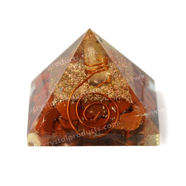 Natural Red Jasper Orgone / Orgonite Pyramid 50 mm