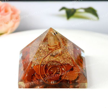 Natural Red Jasper Orgone / Orgonite Pyramid 50 mm