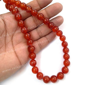 Red Onyx gemstone 10mm round beads strand with deep red color