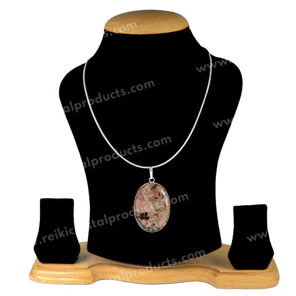 Rhodonite Oval Shape Crystal Pendant