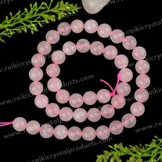 Rose Quartz 8 mm Round Loose Beads 45-50 pcs for Making Bracelet Mala Necklaces
