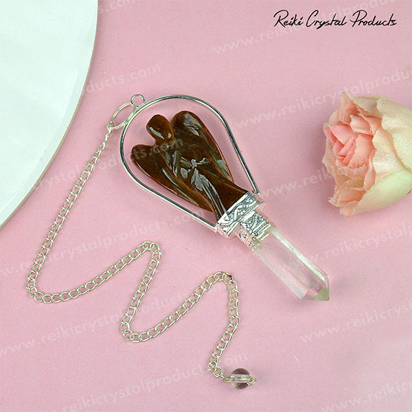 tiger eye Angel Shape Crystal Dowser Pendulum 