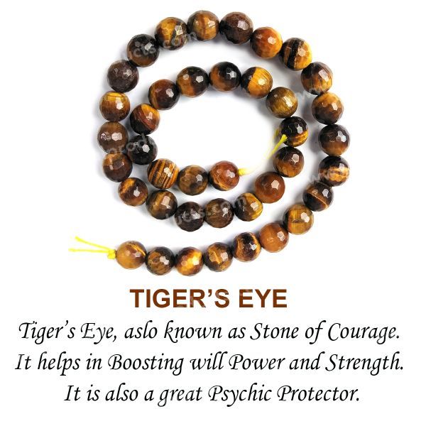 Tiger Eye gemstone 10mm faceted beads strand with golden brown shine