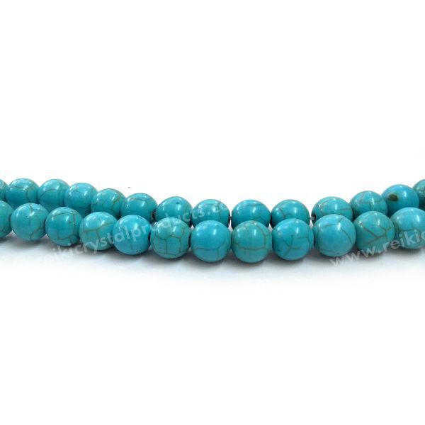Turquoise Synthetic 10 mm Round Loose Beads 35-40 pcs for Making Bracelet Mala Necklaces
