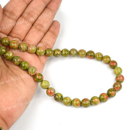Unakite 8 mm Round Loose Beads 45-50 pcs for Making Bracelet Mala Necklaces