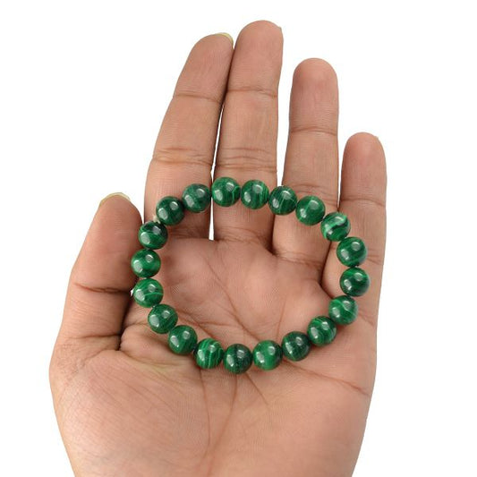 Malachite 10 mm Round Bead Bracelet