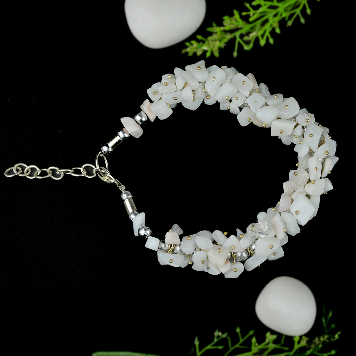Natural Crystal Stone Adjustable Chip Beads Bracelet