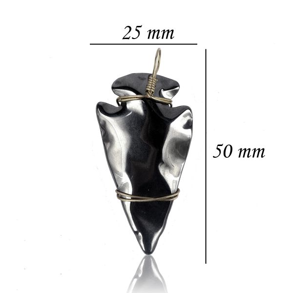 Hematite Crystal Stone Wire Arrow Head Pendant
