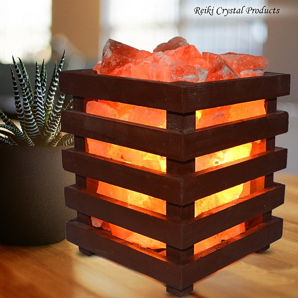 Wooden Basket Himalayan Rock Salt Lamp