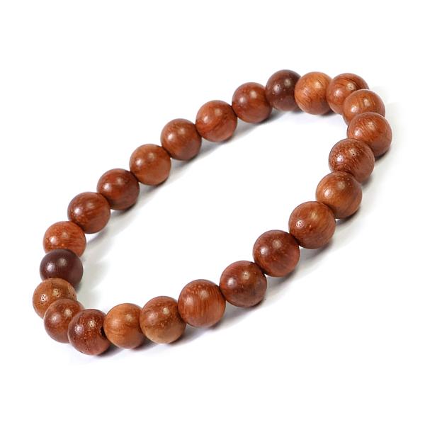 Wood Crystal Stone 8 mm Round Beads Bracelet