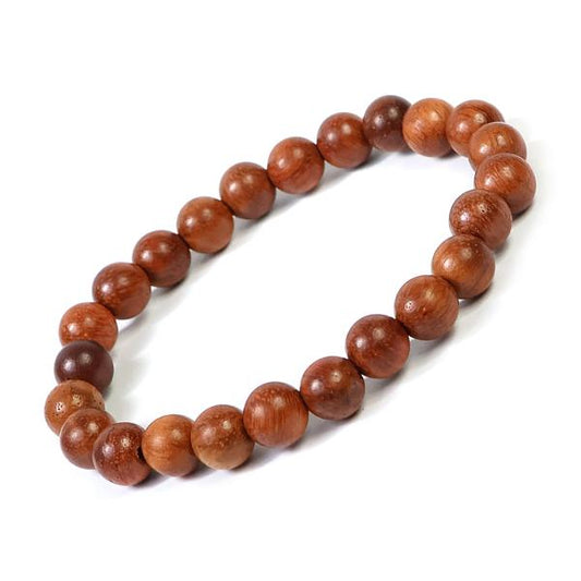 Wood Crystal Stone 8 mm Round Beads Bracelet