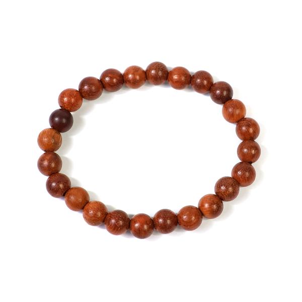 Wood Crystal Stone 8 mm Round Beads Bracelet