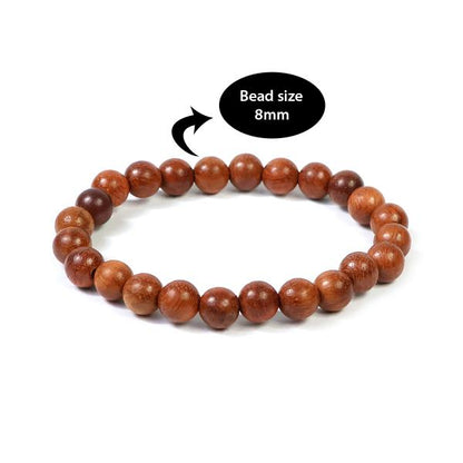 Wood Crystal Stone 8 mm Round Beads Bracelet
