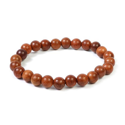 Wood Crystal Stone 8 mm Round Beads Bracelet
