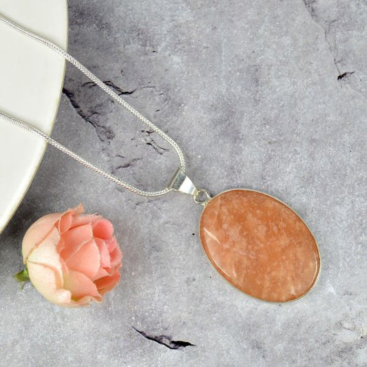 AAA Quality Yellow Amazonite Oval Pendant with Metal Chain