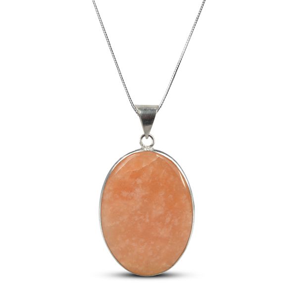 AAA Quality Yellow Amazonite Oval Pendant with Metal Chain
