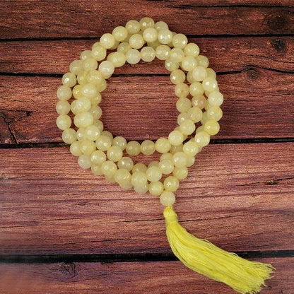 Natural Crystal Stone 8 mm 108 Faceted Bead Mala for Unisex